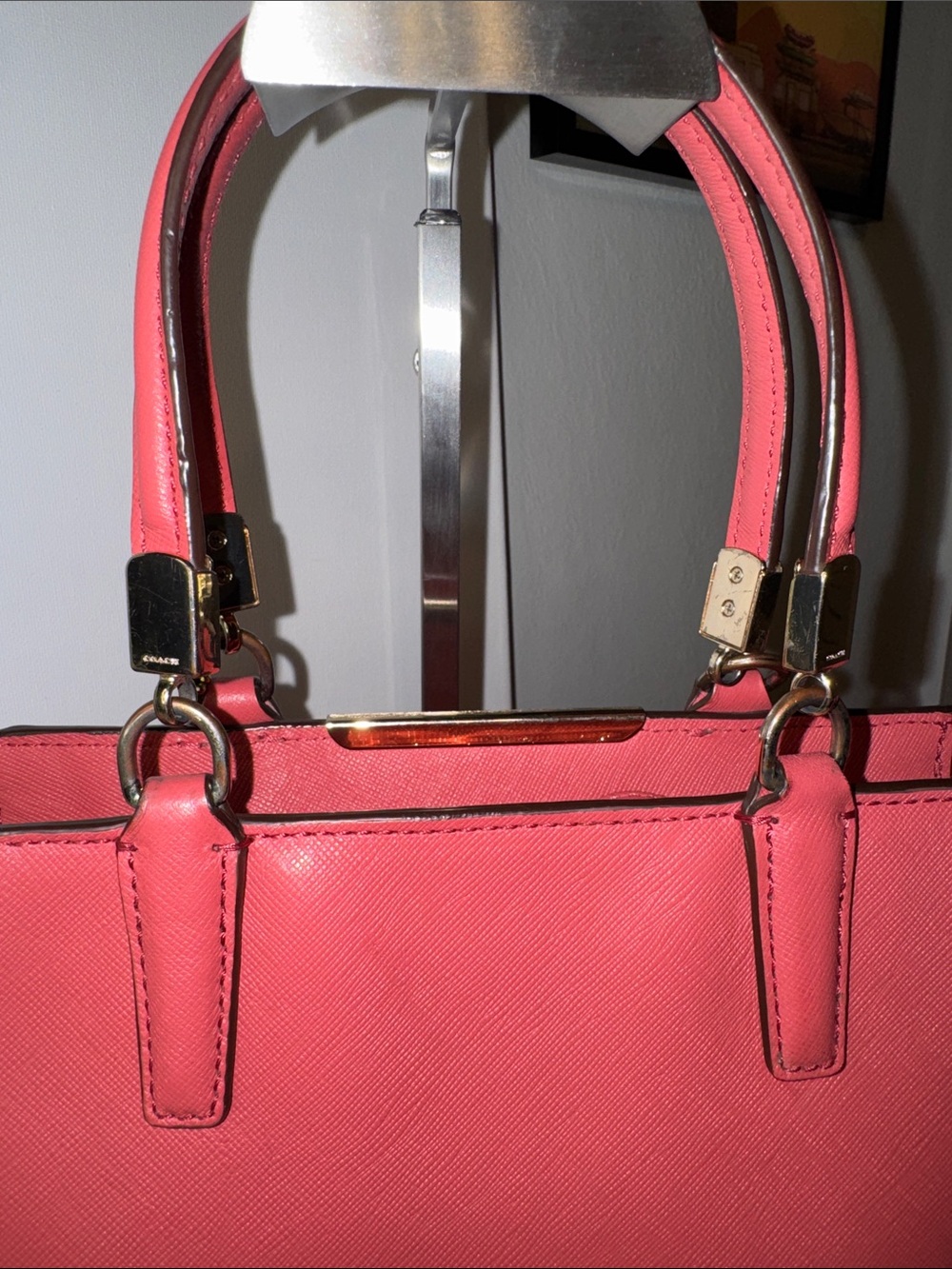 Coach Madison Mini North South Tote Crossbody Saffiano Leather Pink Coral - Picture 4 of 16